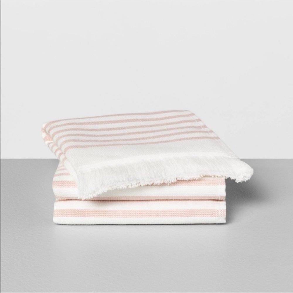 Hearth & Hand Striped Pink and White Washcloths